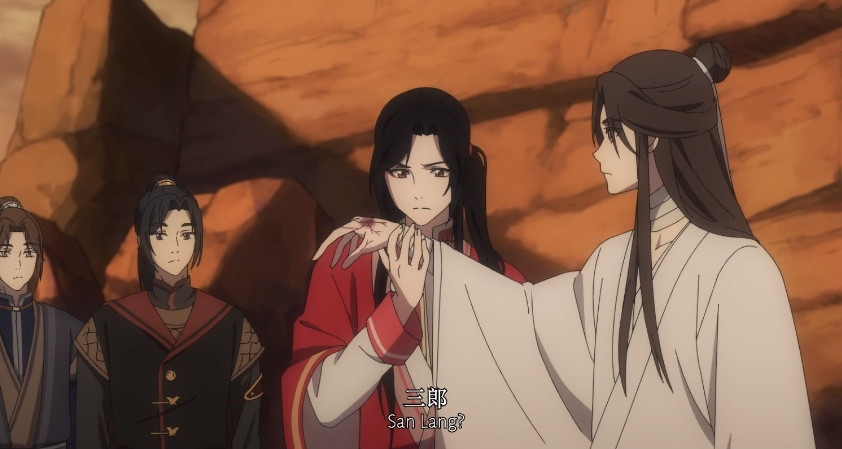 随后出现了本次《天官赐福》动漫第七集的名场面,那就是花城为谢怜