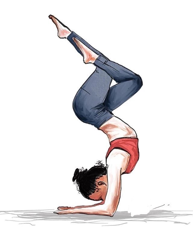 也提到了如果不会做头倒头肩倒立的人可以用半倒置体式来代替.