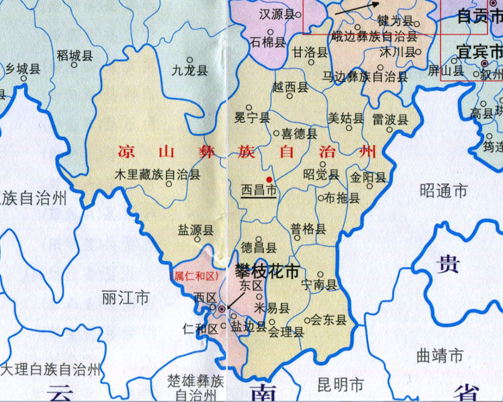 中国四川省凉山州地图图片