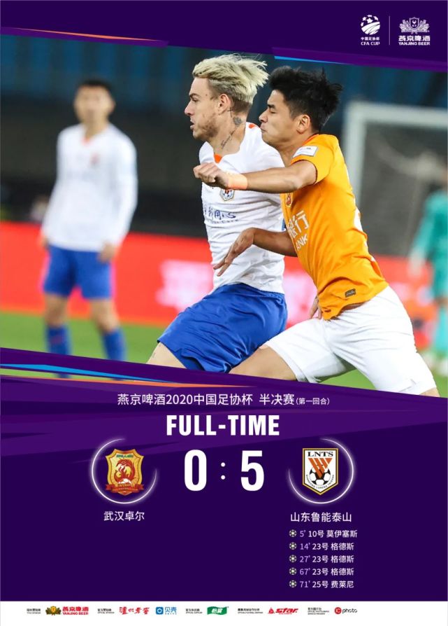 足协杯半决赛第一回合鲁能5球大胜卓尔占得先机