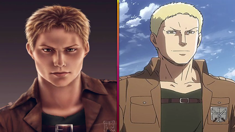 《进击的巨人》真人肖像画,三笠和艾伦是神还原,兵长侧颜英俊帅气