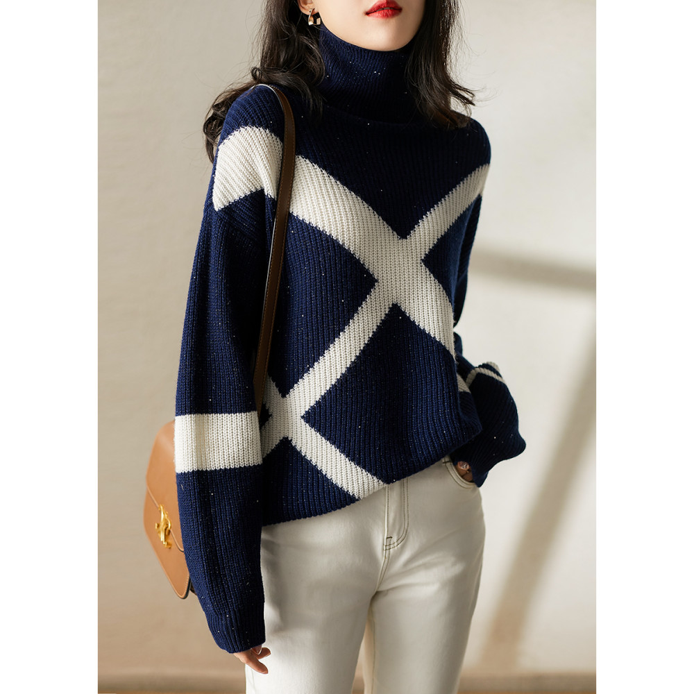 "灯笼袖"毛衣 直筒针织裤,简直就是绝配,出门慵懒休闲又体面