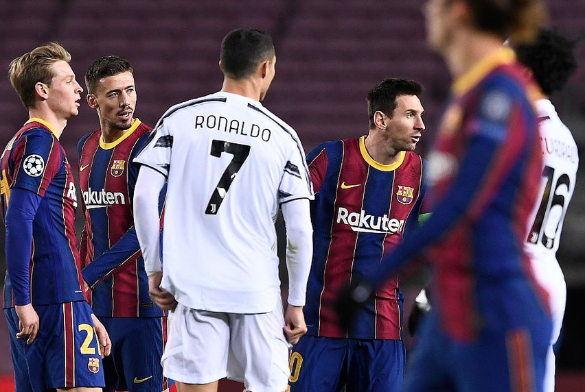 梅罗对决罕见一边倒梅西输球输数据c罗2球助尤文30巴萨