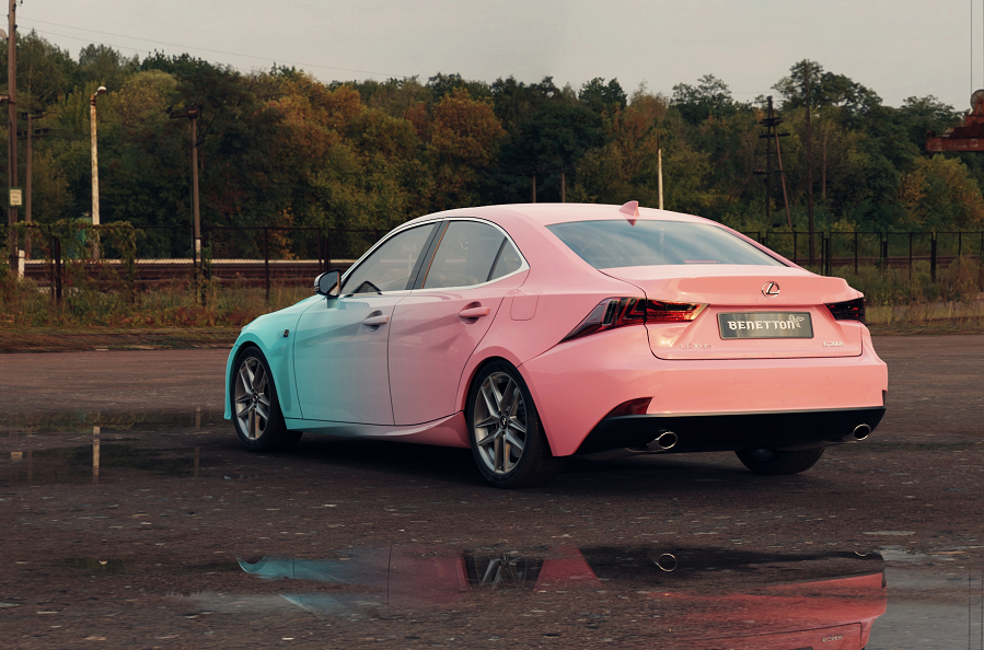 雷克萨斯is200t加上蓝变粉的车身彩绘变得甜美了 还是媳妇送的_腾讯