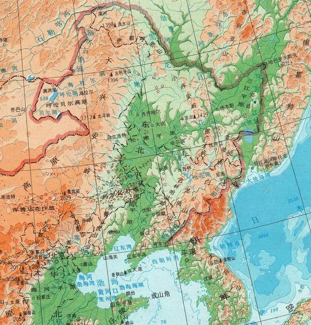 三江平原地形图图片