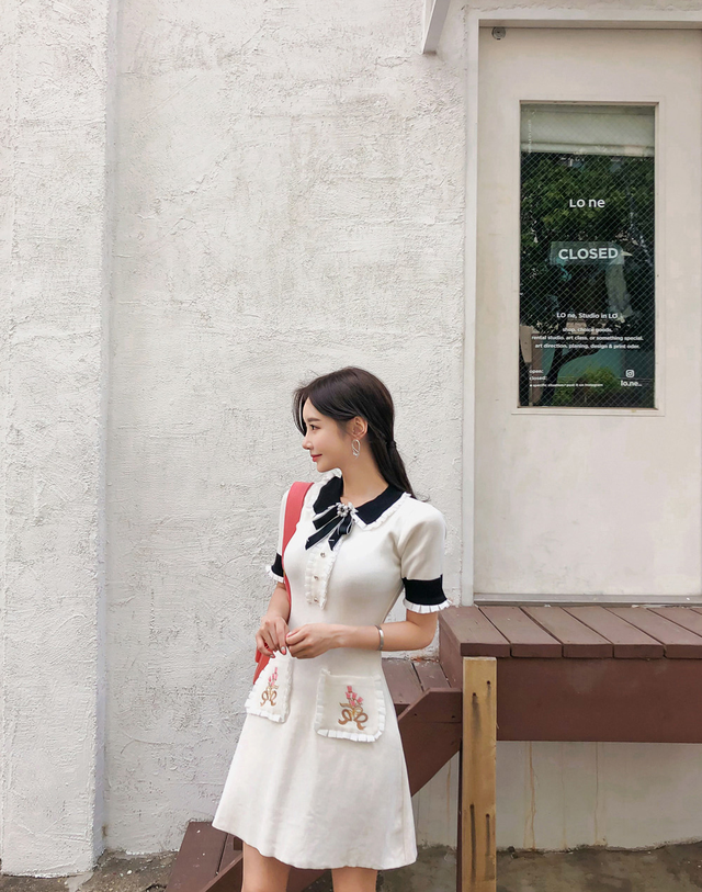 孙允珠时尚穿搭:童话白皙色公主连衣裙