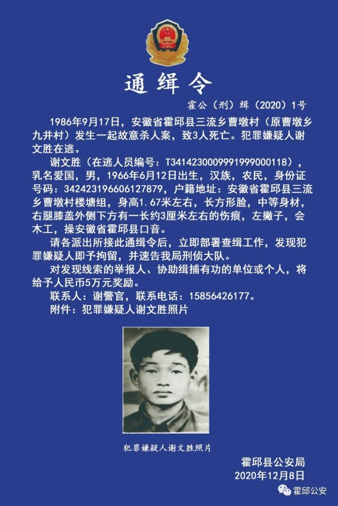 六安这三人被警方通缉