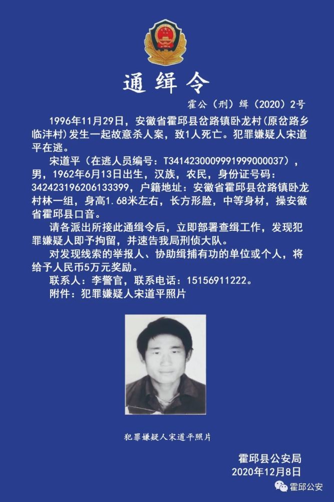 六安这三人被警方通缉