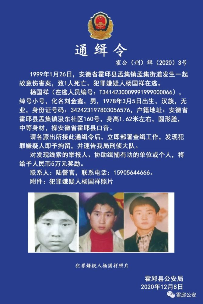 六安这三人被警方通缉