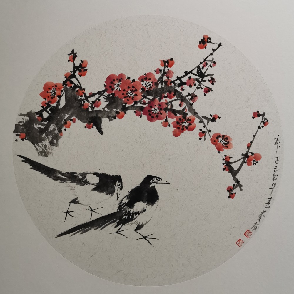 友于花鸟——庚子年蔡茂友水墨花鸟扇面作品欣赏