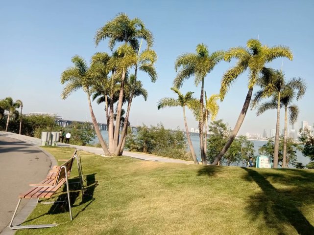 一個藍天碧水草坪並存的地方前海石公園