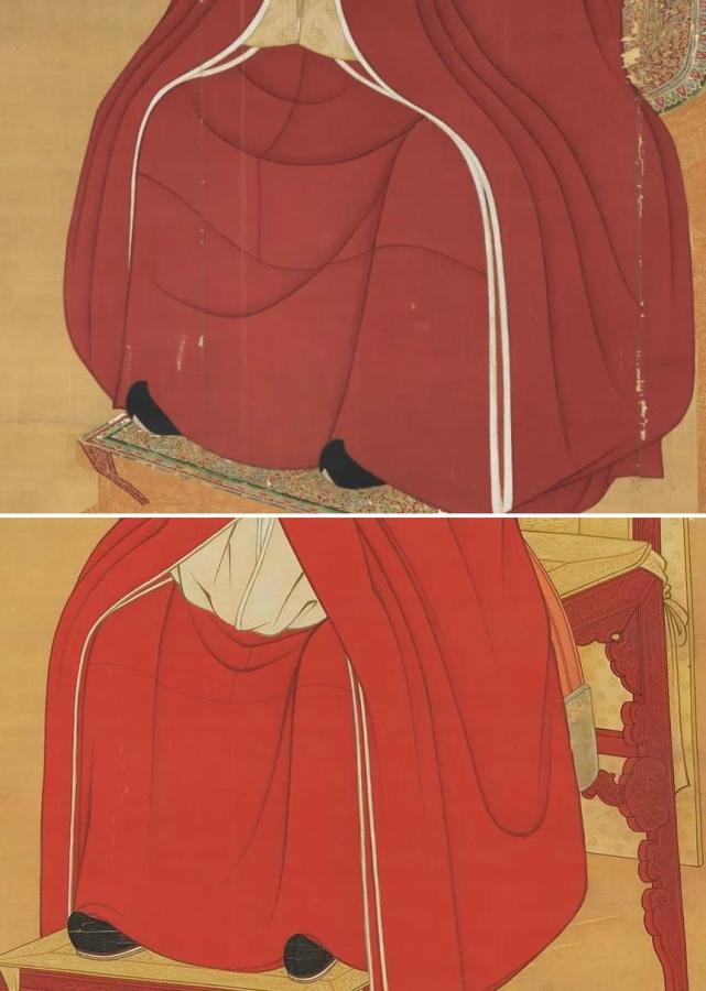 右:(南宋)宋光宗1147年-1200年 从历朝画像中可以观察出绘画技法的