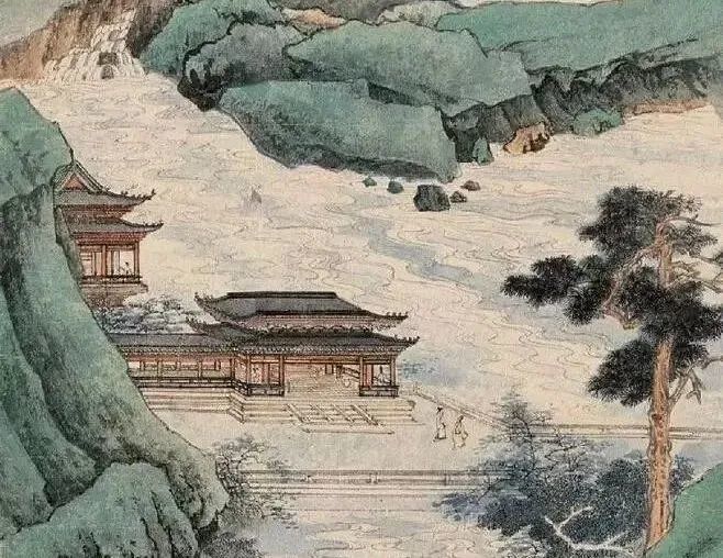 中国・上海・古寒山寺水墨画（掛軸）-