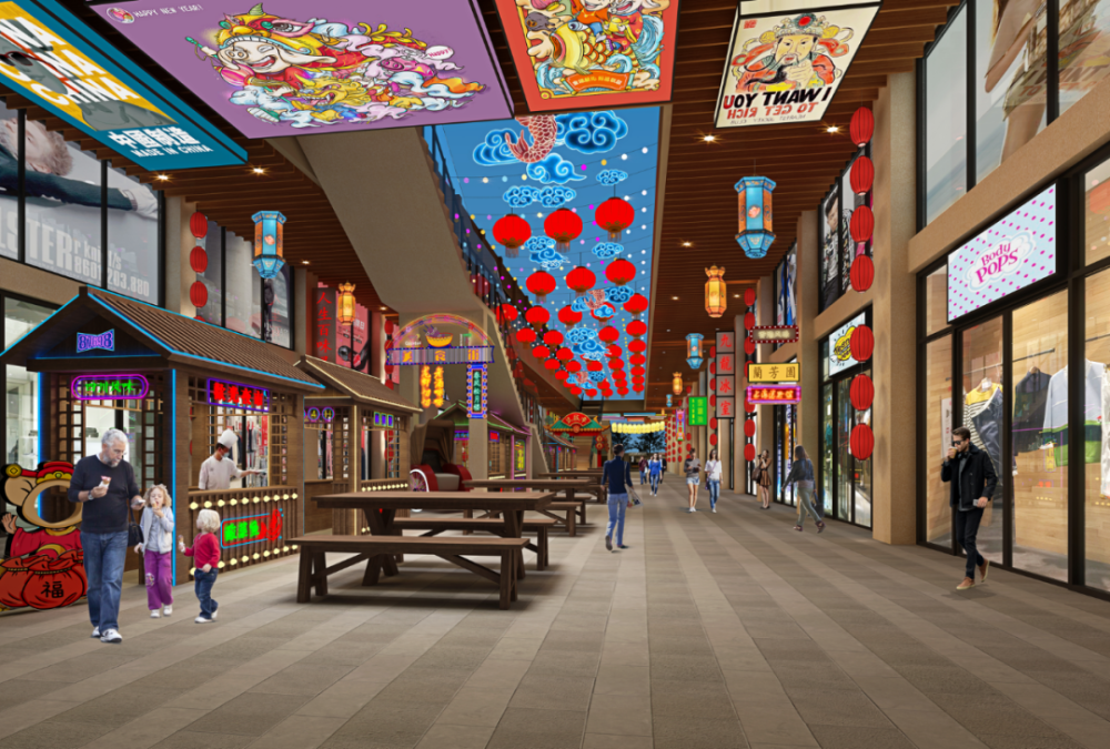 a座与b座连廊区美食街效果图兰溪中央广场特色餐饮板块集结了全国