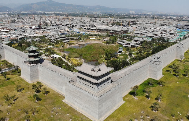 耗资300亿,空中鸟瞰复建中的明太原县城,犹如飞来的城池