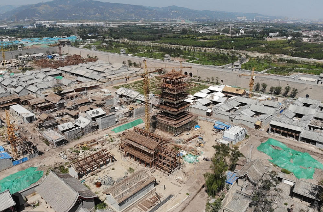 耗资300亿,空中鸟瞰复建中的明太原县城,犹如飞来的城池