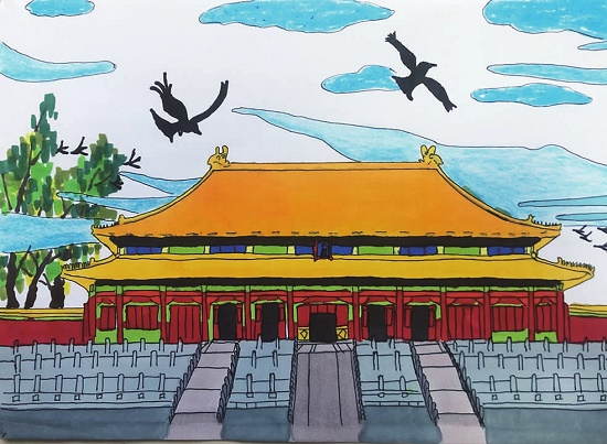 美到沉醉北京中小学生画说故宫