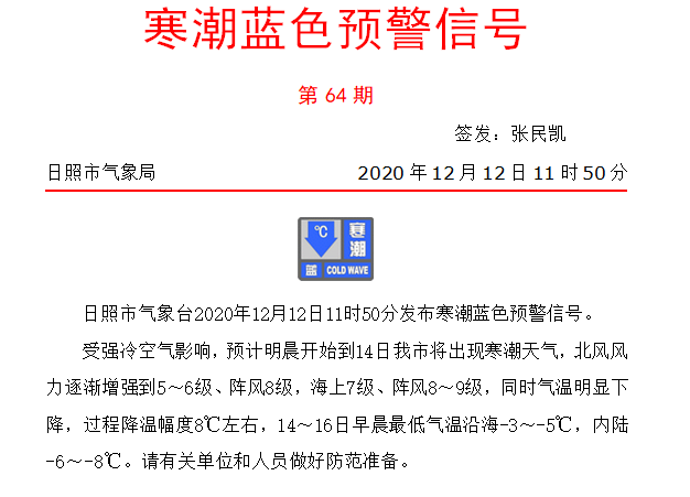 寒潮蓝色预警 在大风降温方面 寒潮boss可以说是"毫不手软" 我们一