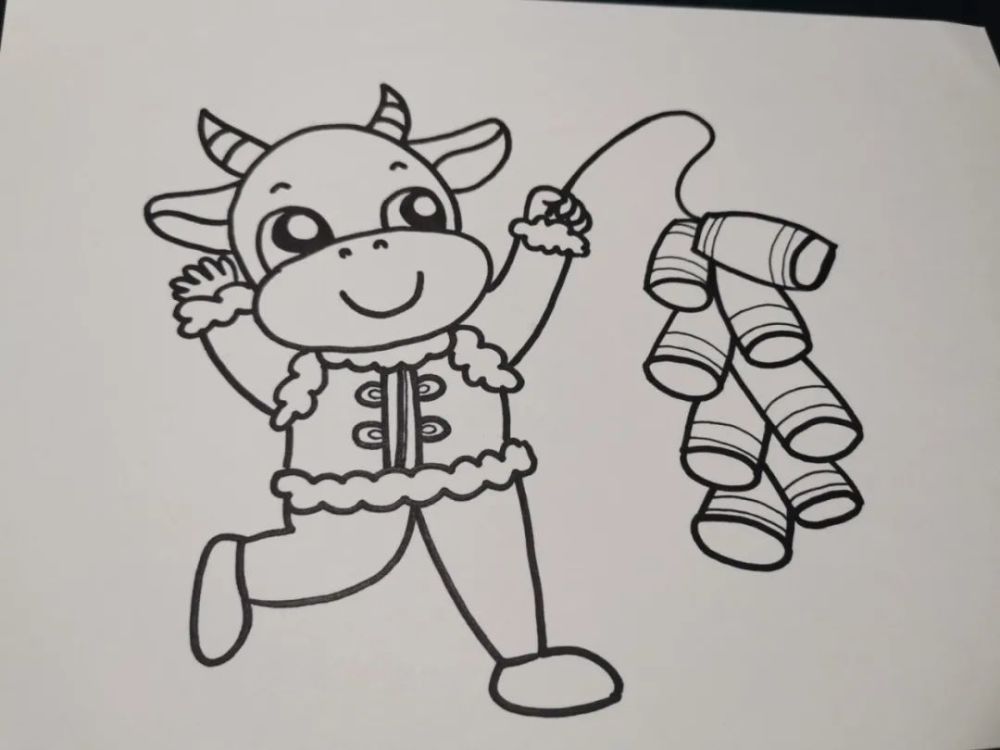 儿童画创意牛年到牛气冲天好运来提前准备起来主题画