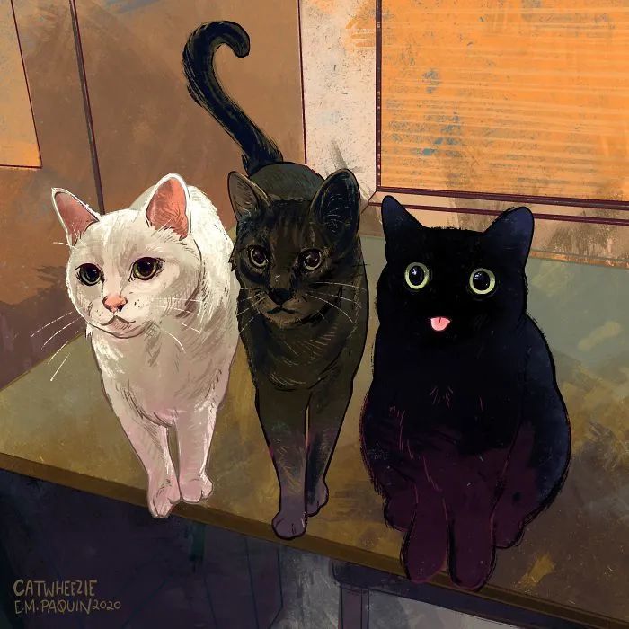 3个月画100幅关于猫的画 这位爱猫的人 展示高端操作 腾讯新闻