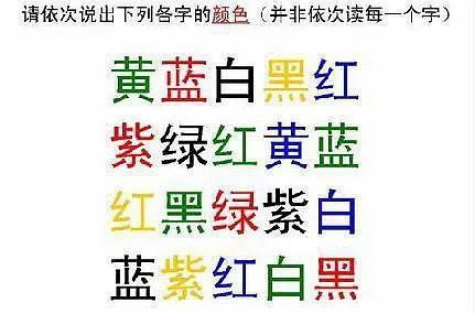 需要依次说出下列各字的颜色