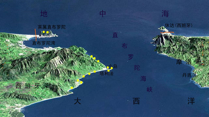 (直布罗陀海峡区位图)