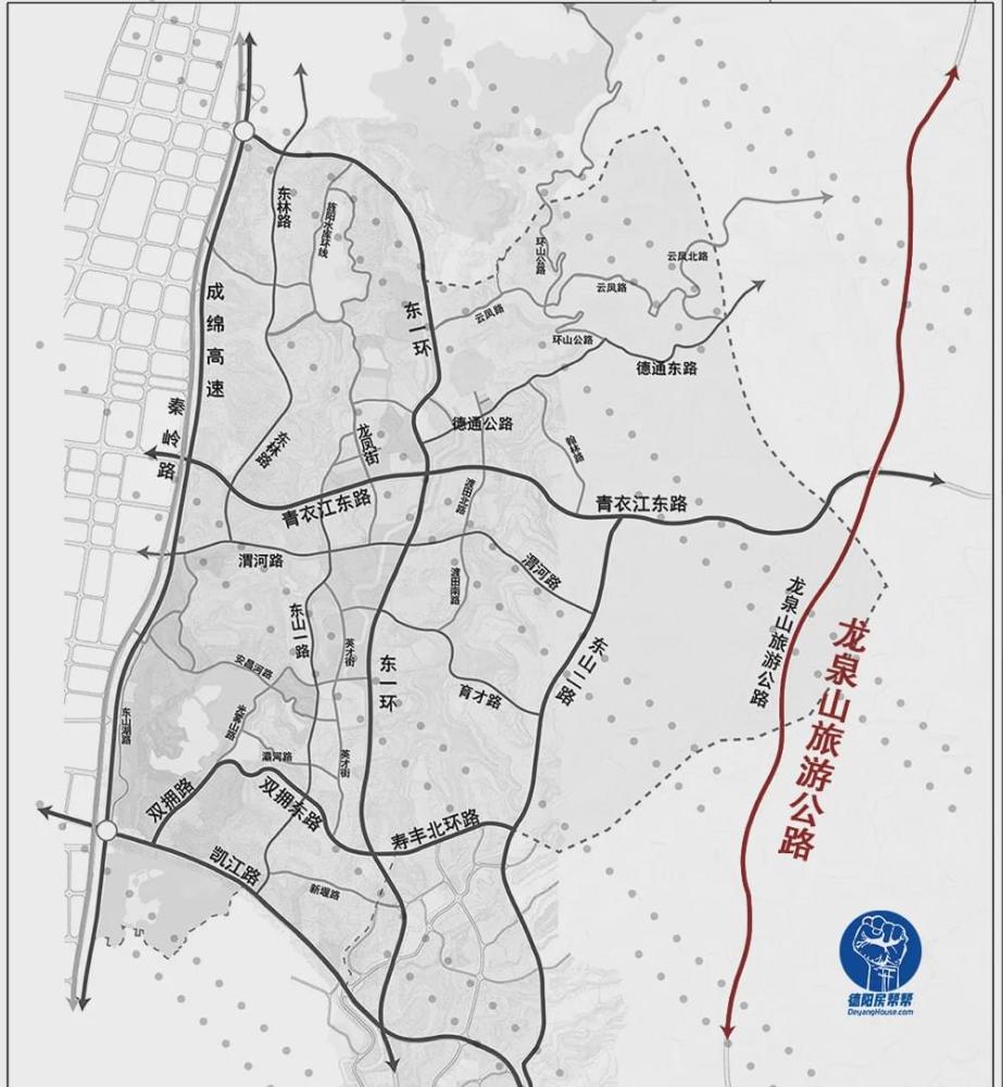 龙泉山旅游公路位置示意城区横穿龙泉山脉3条路不管是金牛古道,还是