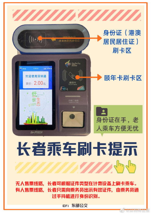 深圳60岁以上老人刷身份证免费乘公交