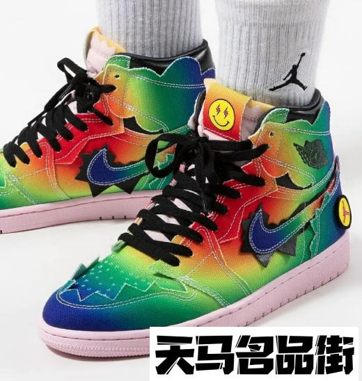 aj1笑脸彩虹扎染真假对比aj1彩虹还会涨吗