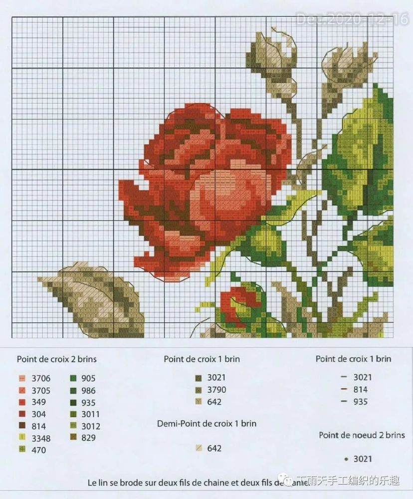 【像素图】黑色毛衣搭配红色绣花,太艳丽了!玫瑰花网图绣图