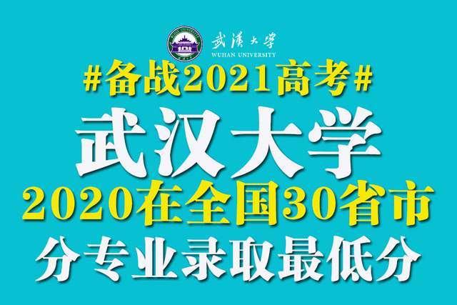 2020武汉大学分数排名_985双一流大学武汉大学2020年各省各专业录取分数线