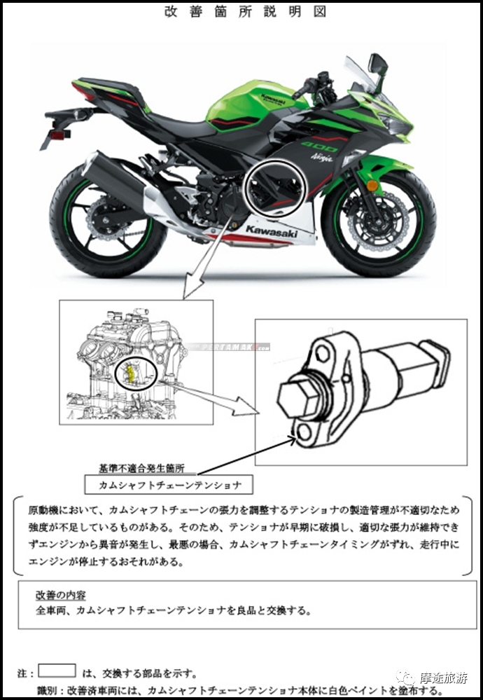 在召回的零件上,动力不足以控制凸轮轴链条,张力器可能会在早期损坏