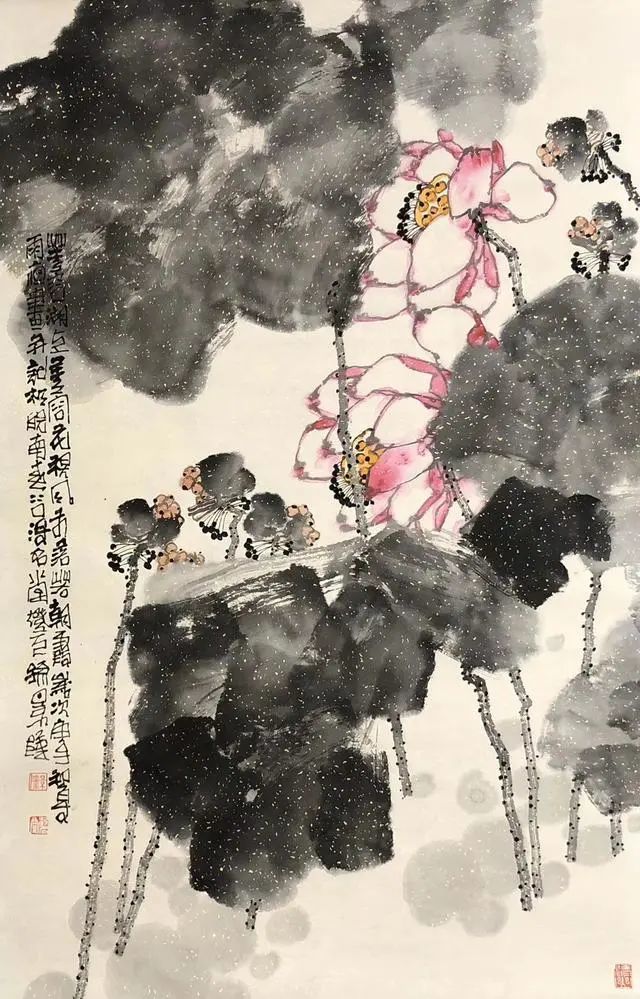 他的大写意花鸟画给人以宁静和安详之感