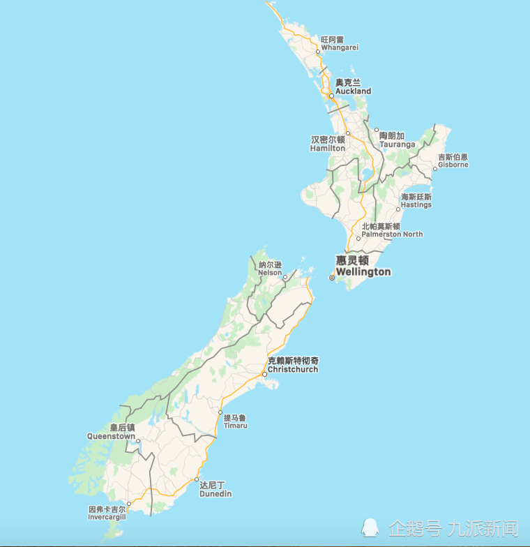 新西兰地图(部分)