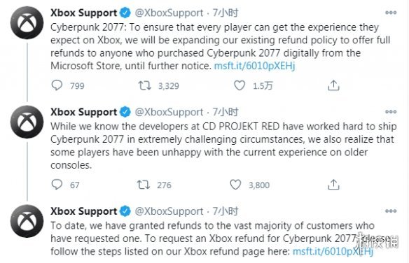 微软XBOX数字版《赛博朋克2077》现已支持退款！