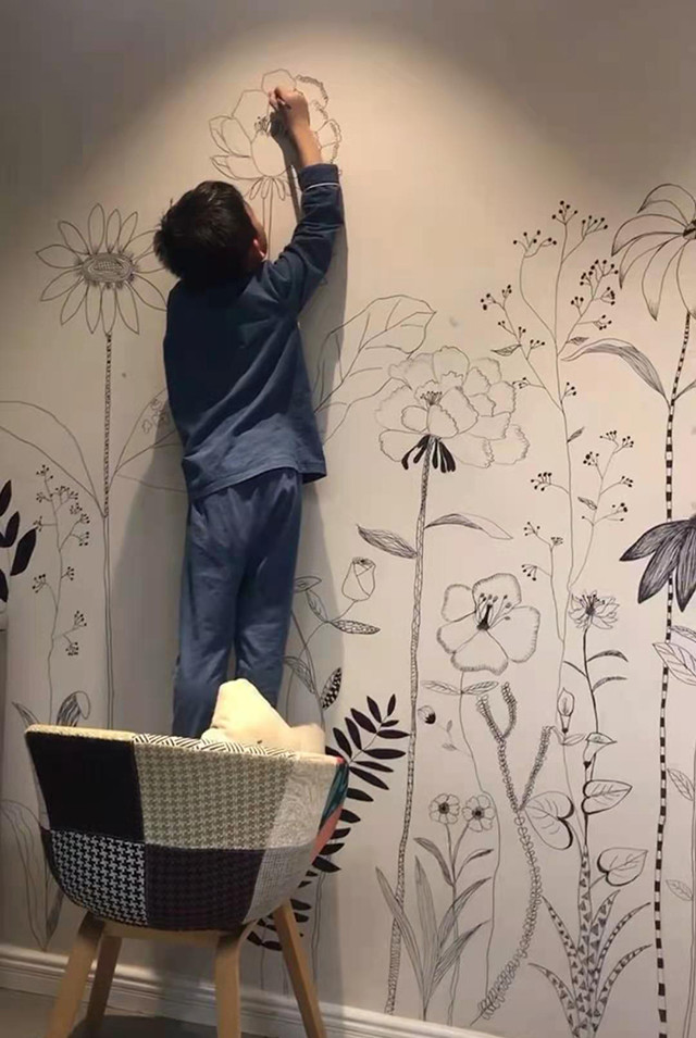 8岁男孩给自己卧室手绘壁画精美绝伦网友老天爷追着赏饭吃