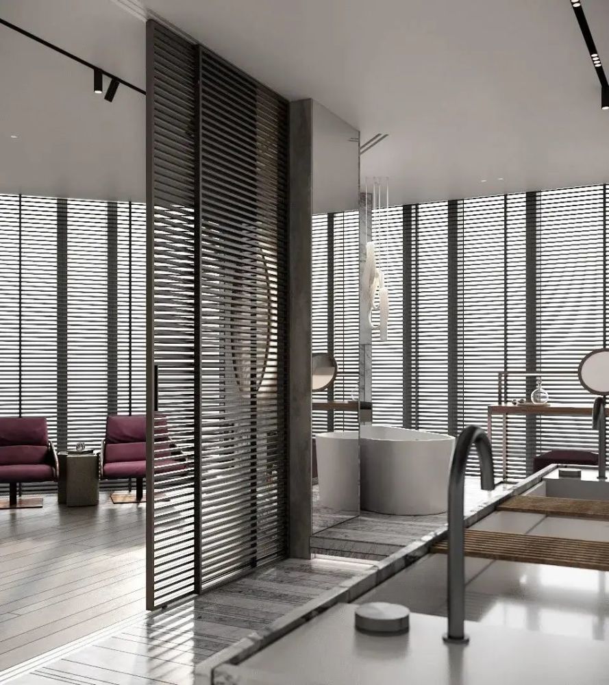 非常的有feel~柜门木格栅更是具有不一般的艺术张力,造型