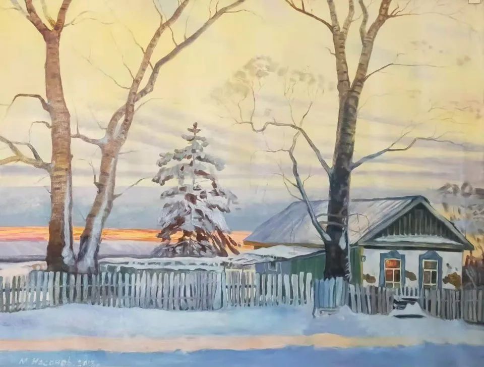 都说冬天和俄罗斯最搭配,油画《冬韵》不太冷