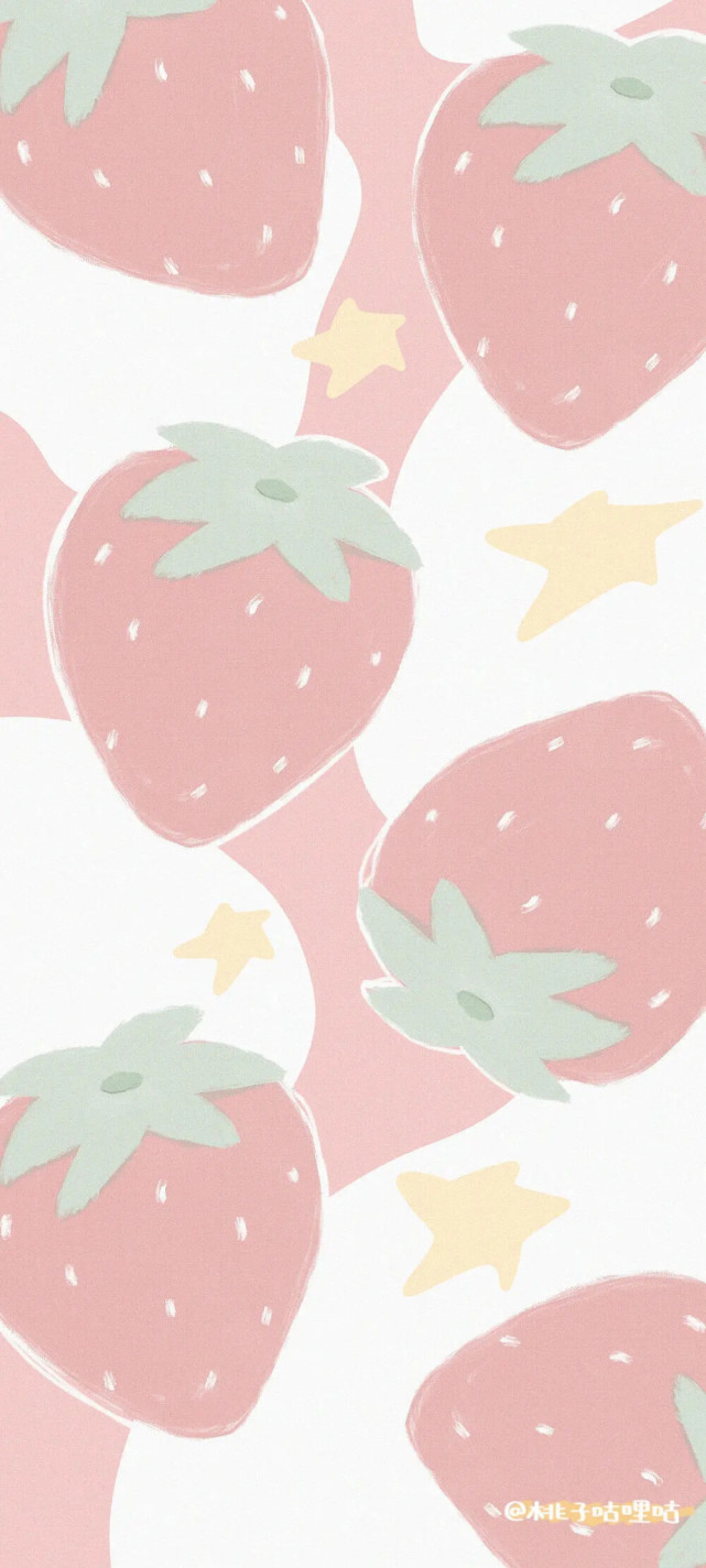 粉色系甜美风草莓图案壁纸