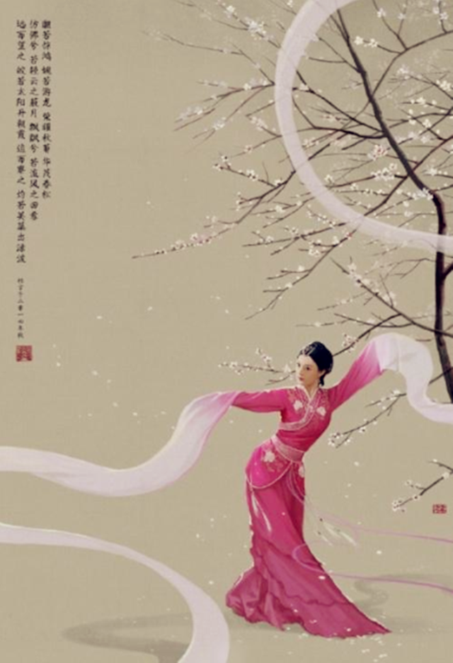 而梅妃的"惊鸿舞"可能着重于用写意手法,通过舞蹈动作表现鸿雁空中