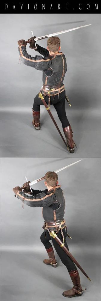 绘画参考20种人物持剑执剑动作姿势参考动态速写素材