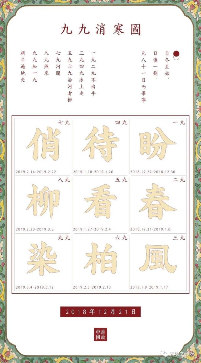 九九消寒图，一天一笔，画着画着春天就到啦_腾讯新闻