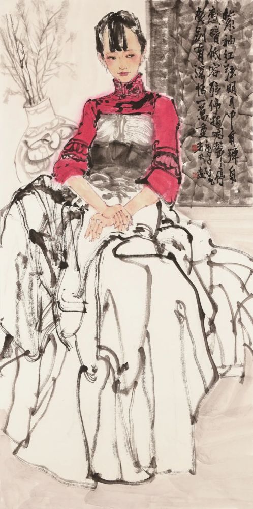 王光明《紫袖红弦明月中》138×69cm 2020年王光明