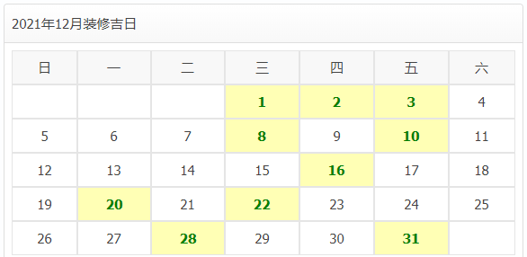 2021年装修开工吉日!全网收藏!