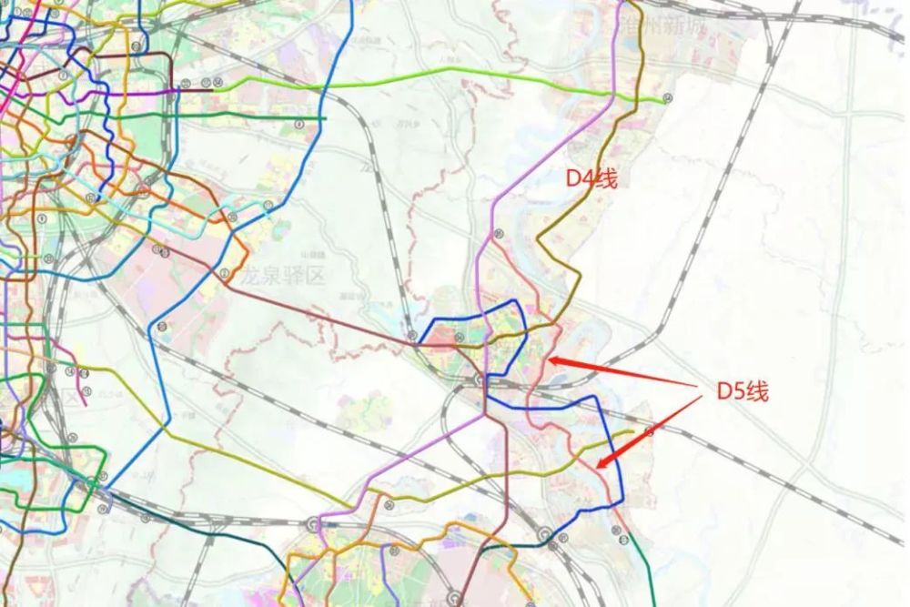 "d4"线淮州新城市域轨道交通线路在s2,s4的基础上新增了规划项目d4线