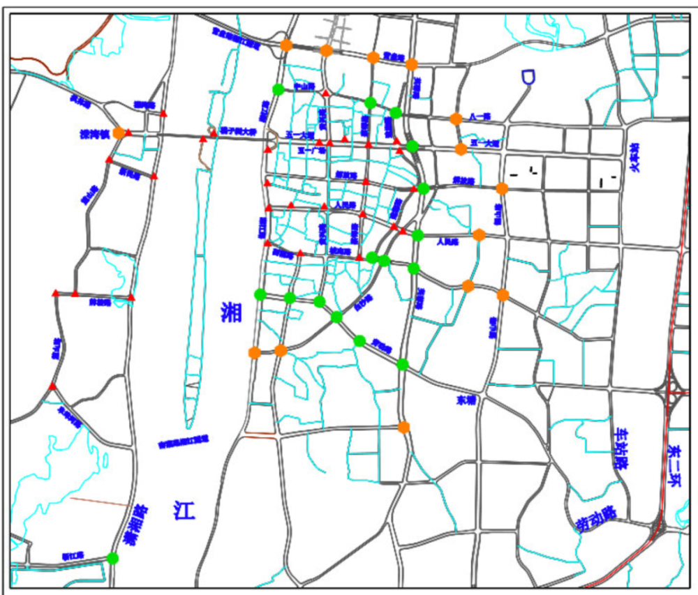 核心管制区域 以五一大道一桥东至建湘路口,建湘路(天心路)五一大道