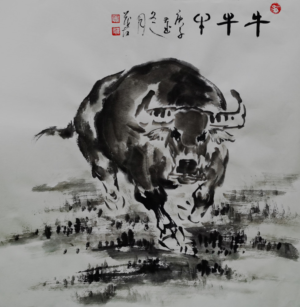 牛势如虹——蔡茂友庚子年水墨画作品欣赏