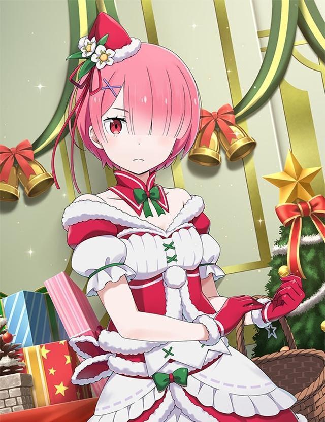 身穿圣诞夜服饰可爱的艾蜜莉亚蕾姆拉姆提前祝大家圣诞快乐