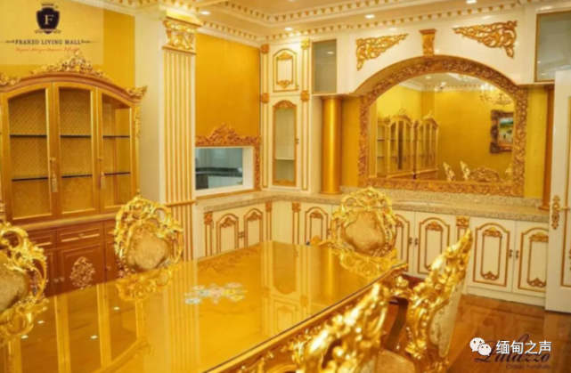 缅甸富豪有多壕打造黄金屋金桌金窗金窗金杯