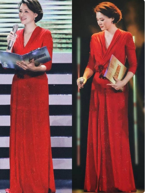 47岁的董卿一身红裙礼服美而不艳,丝毫不见老态,知性大方有气质_腾讯